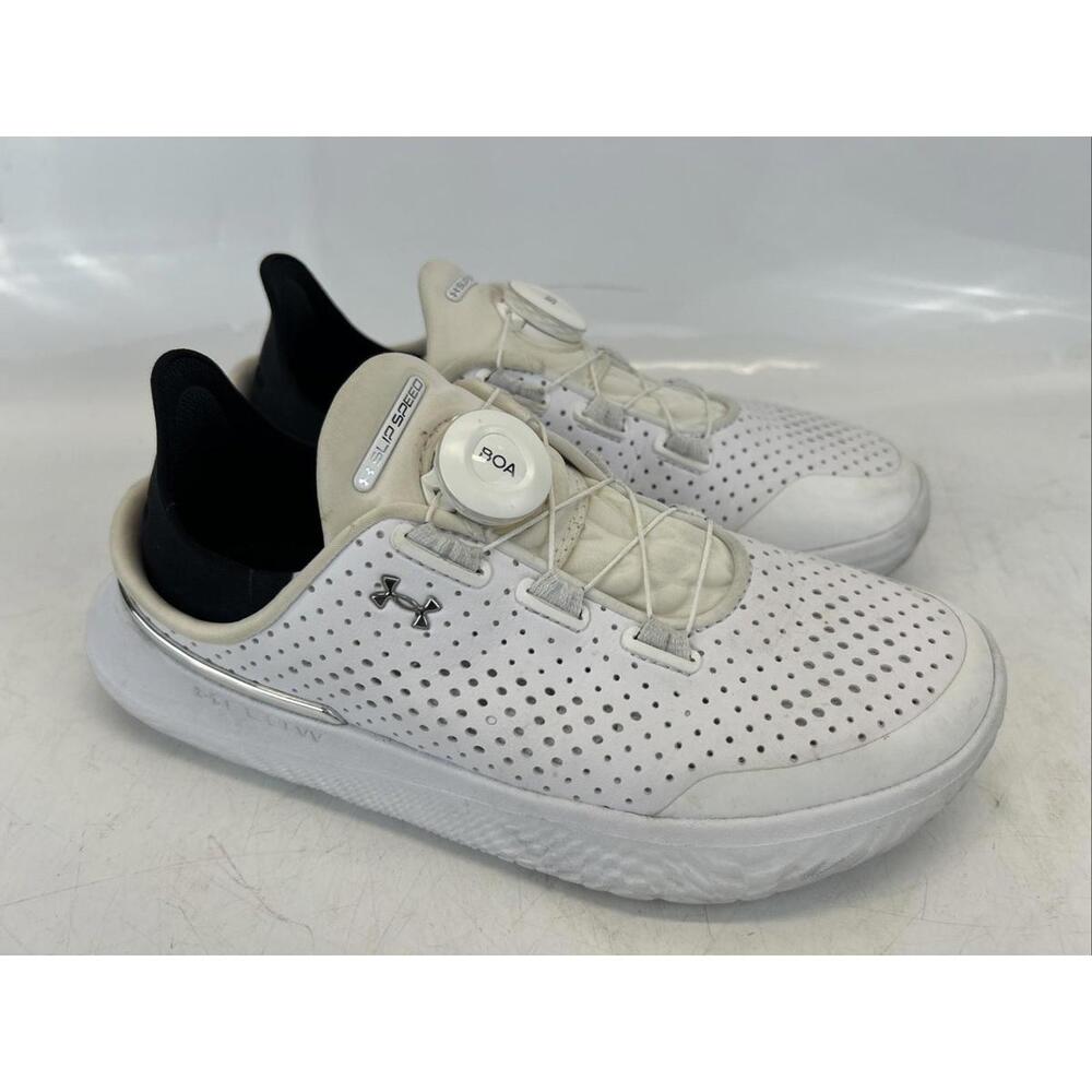 Under Armour Slip Speed BOA Shoes Womens 5.5 / Mens 4 White Cream Black Sneakers